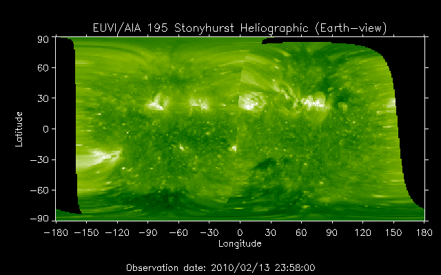 EUVI 195 heliographic map