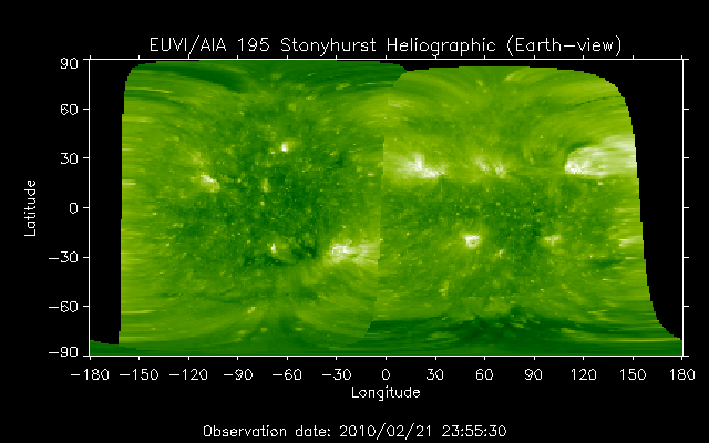 EUVI 195 heliographic map
