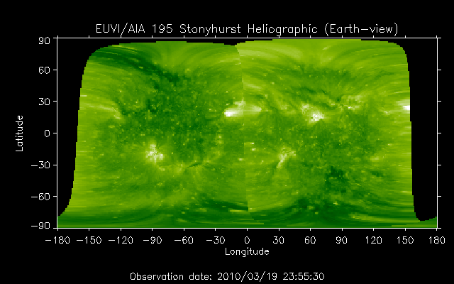 EUVI 195 heliographic map