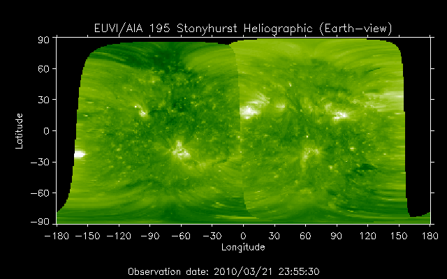 EUVI 195 heliographic map