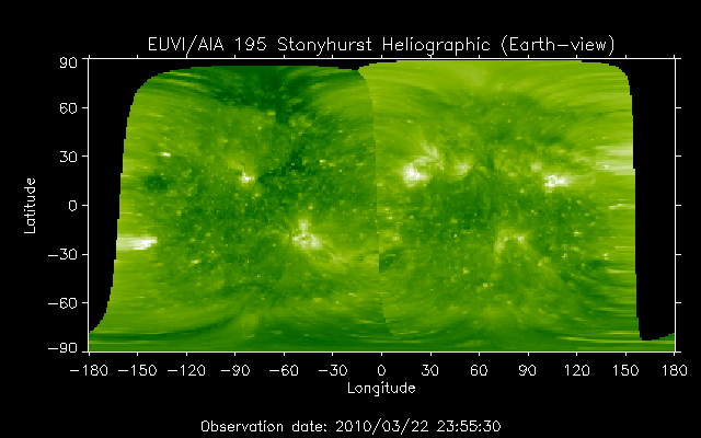 EUVI 195 heliographic map