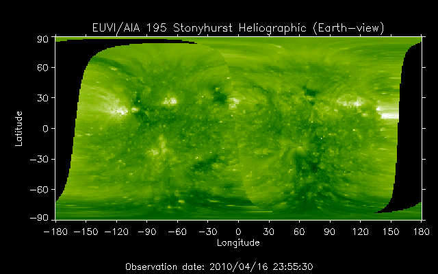 EUVI 195 heliographic map