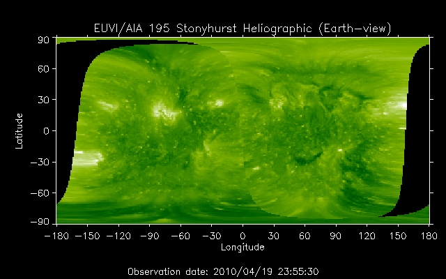 EUVI 195 heliographic map