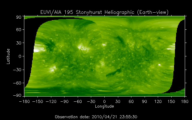 EUVI 195 heliographic map