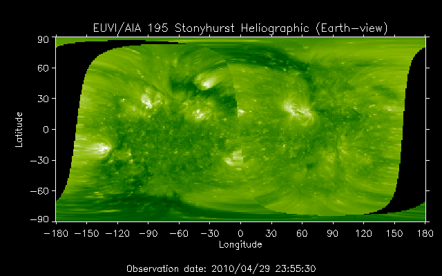EUVI 195 heliographic map