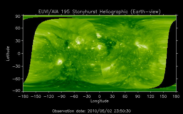 EUVI 195 heliographic map