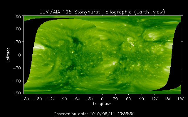 EUVI 195 heliographic map