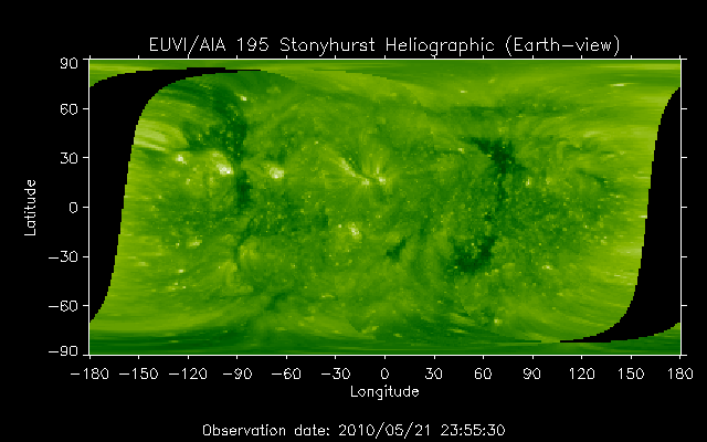 EUVI 195 heliographic map