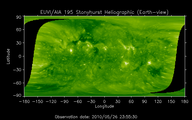 EUVI 195 heliographic map