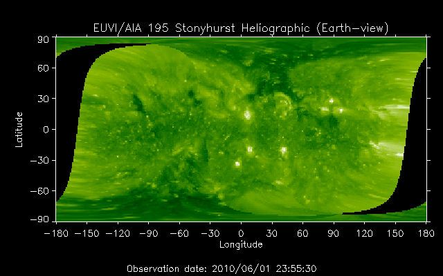 EUVI 195 heliographic map