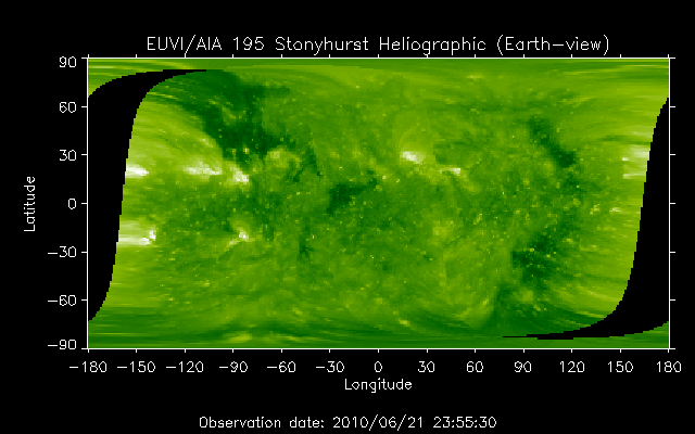 EUVI 195 heliographic map