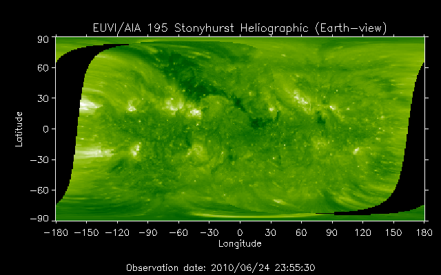 EUVI 195 heliographic map