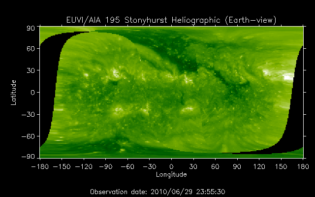 EUVI 195 heliographic map