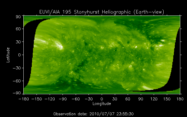 EUVI 195 heliographic map