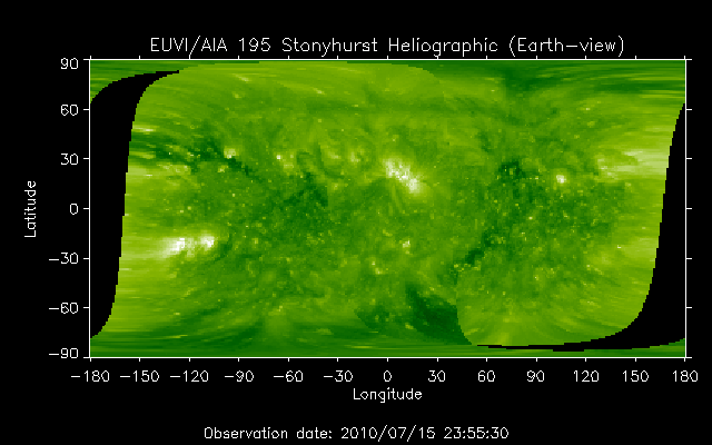EUVI 195 heliographic map