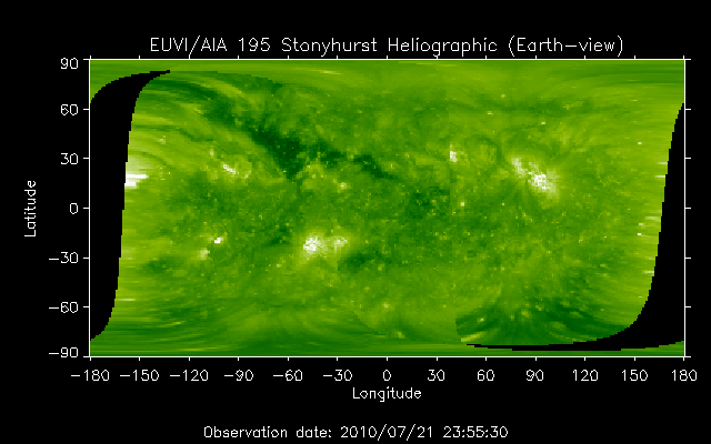 EUVI 195 heliographic map