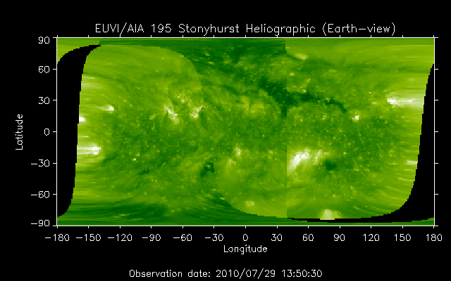 EUVI 195 heliographic map