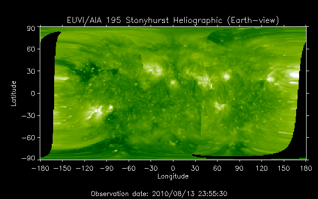 EUVI 195 heliographic map