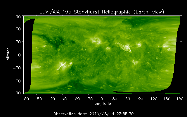 EUVI 195 heliographic map