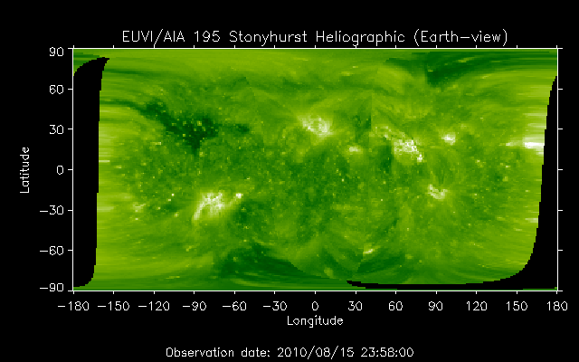 EUVI 195 heliographic map