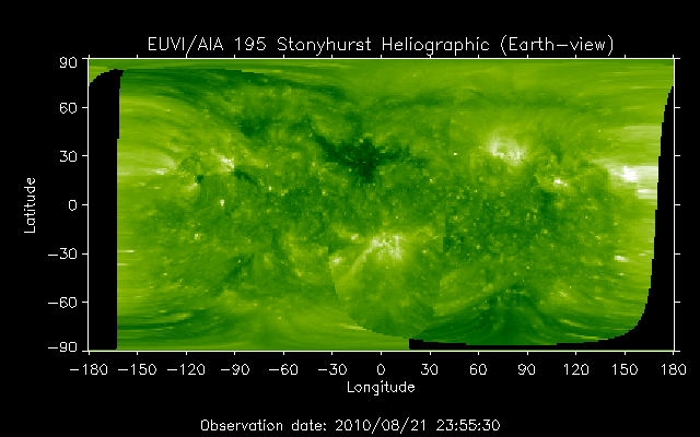 EUVI 195 heliographic map