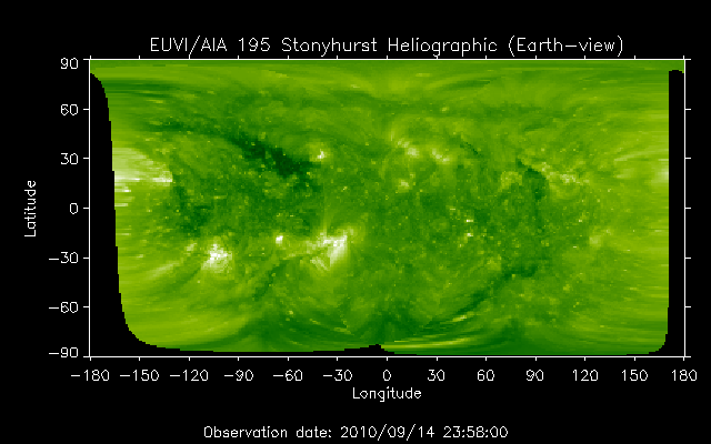 EUVI 195 heliographic map