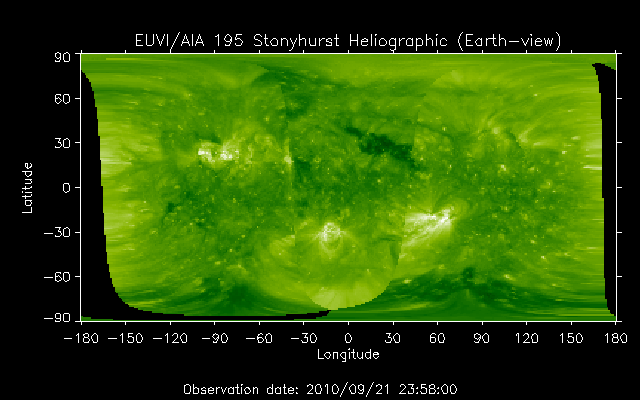 EUVI 195 heliographic map
