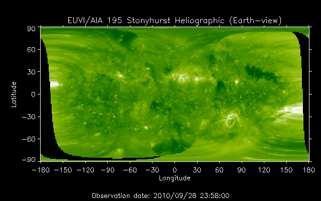 EUVI 195 heliographic map