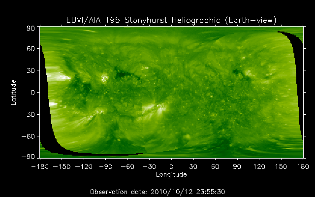 EUVI 195 heliographic map