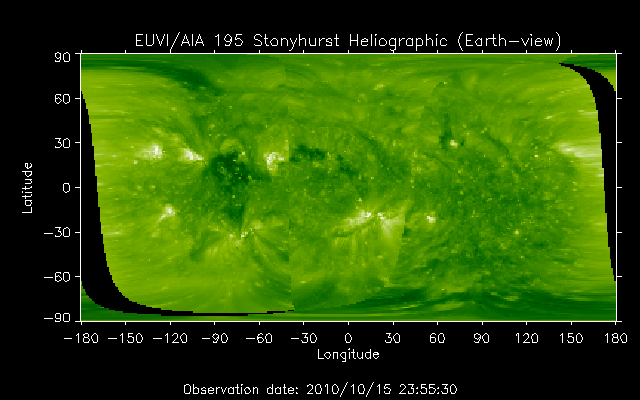 EUVI 195 heliographic map