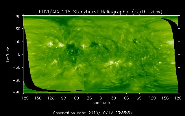 EUVI 195 heliographic map
