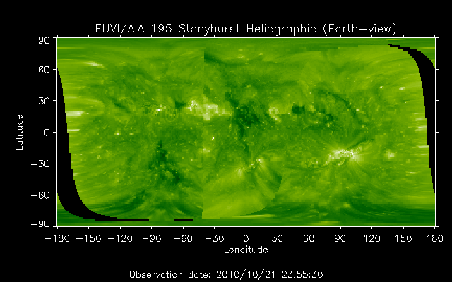 EUVI 195 heliographic map