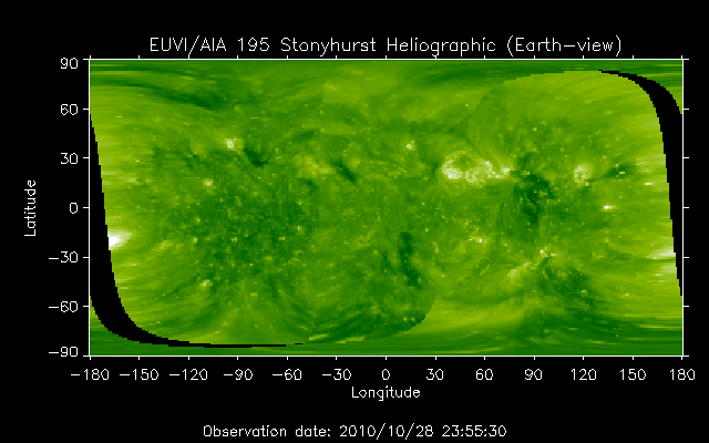 EUVI 195 heliographic map