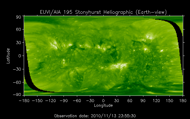 EUVI 195 heliographic map