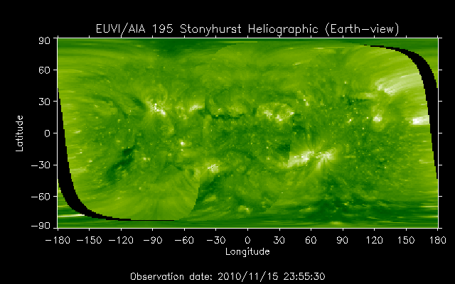 EUVI 195 heliographic map