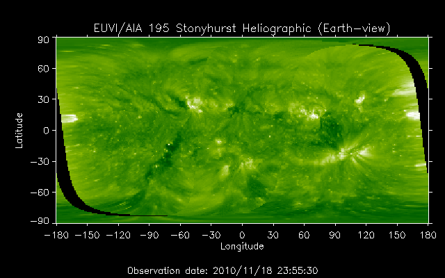 EUVI 195 heliographic map