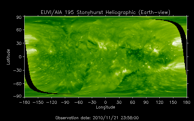 EUVI 195 heliographic map