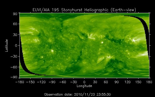 EUVI 195 heliographic map