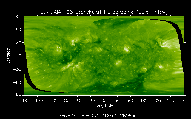 EUVI 195 heliographic map