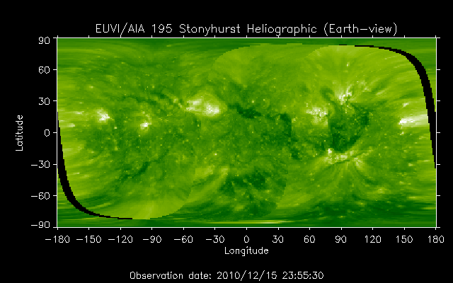 EUVI 195 heliographic map