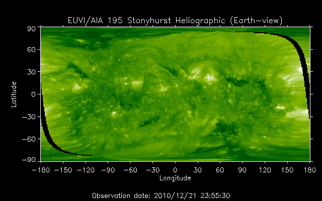 EUVI 195 heliographic map