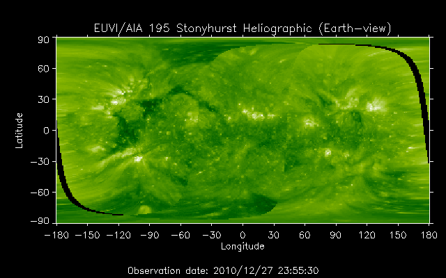EUVI 195 heliographic map