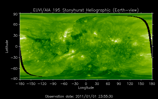 EUVI 195 heliographic map