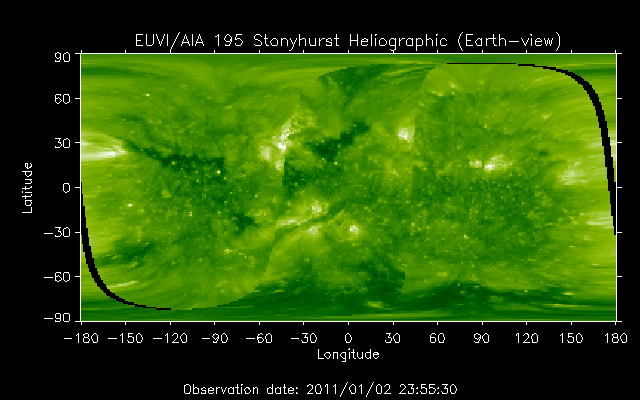 EUVI 195 heliographic map