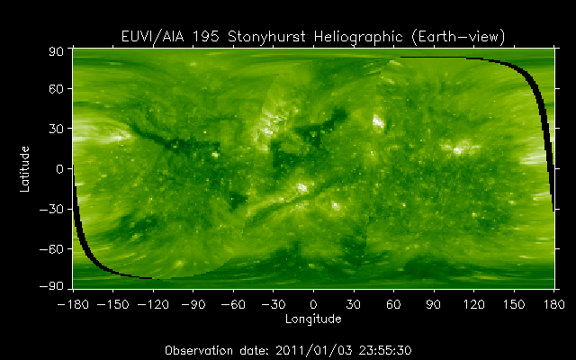 EUVI 195 heliographic map