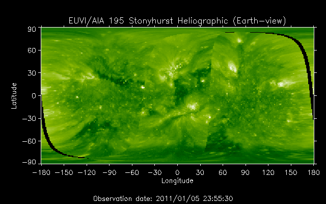 EUVI 195 heliographic map