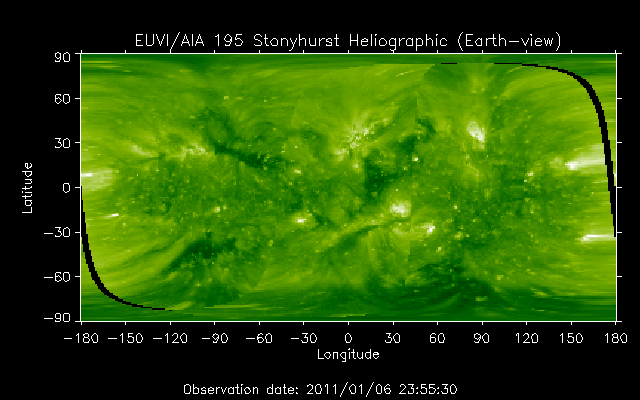 EUVI 195 heliographic map