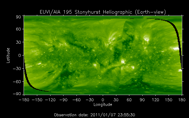 EUVI 195 heliographic map