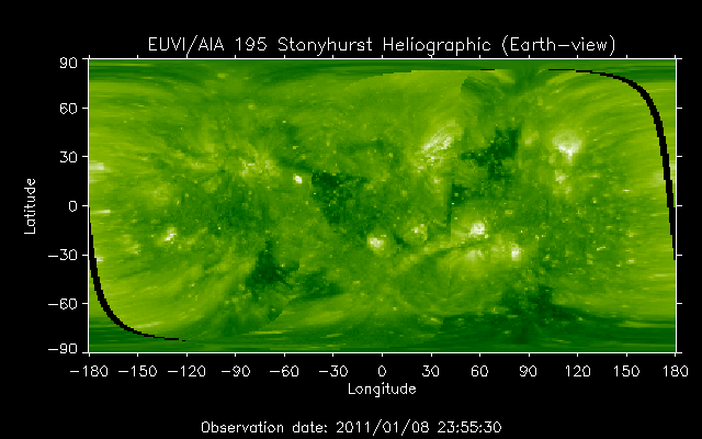 EUVI 195 heliographic map
