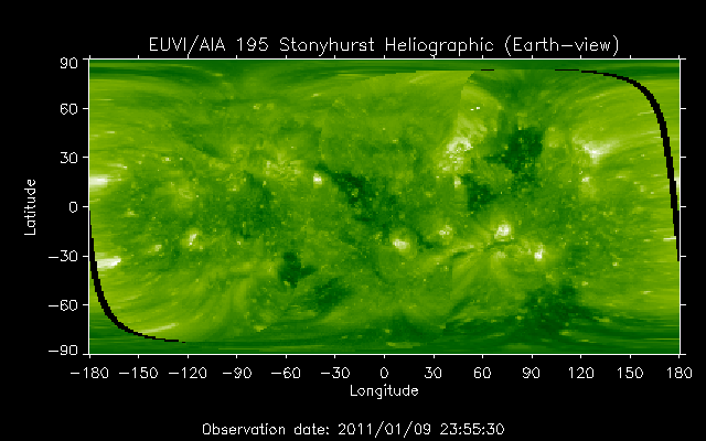 EUVI 195 heliographic map